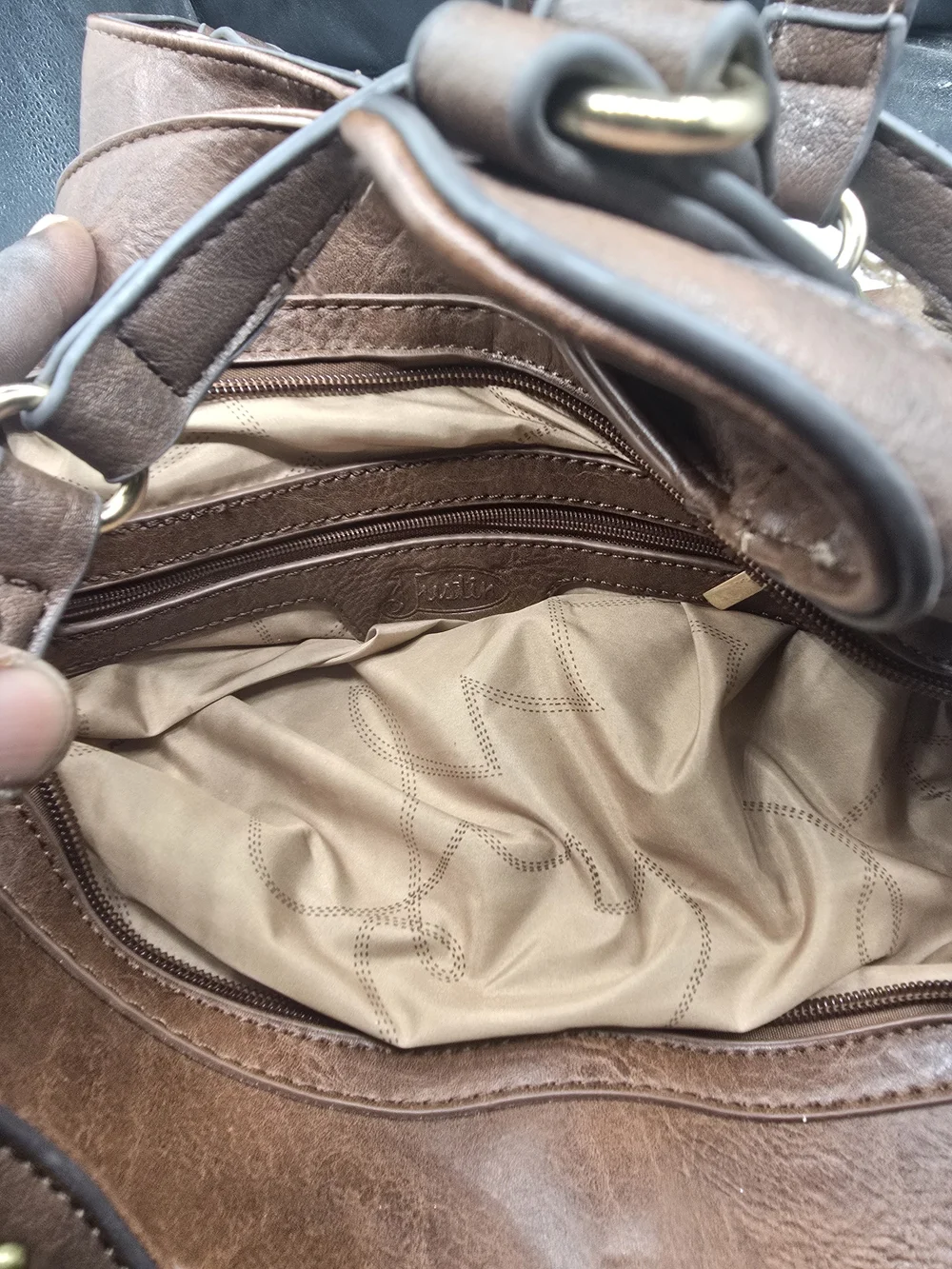 Justin Boots Brown Tote with Turquoise Embroidered Accents